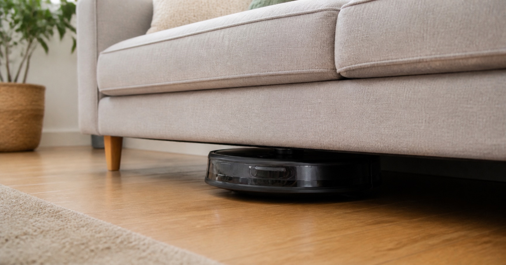 Illustration de la situation : Robot aspirateur bloqué sous le canapé : solutions par ordre de coût