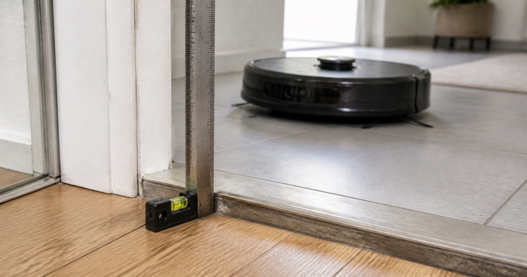 Illustration de la situation : Comment mesurer un seuil de porte pour un robot aspirateur