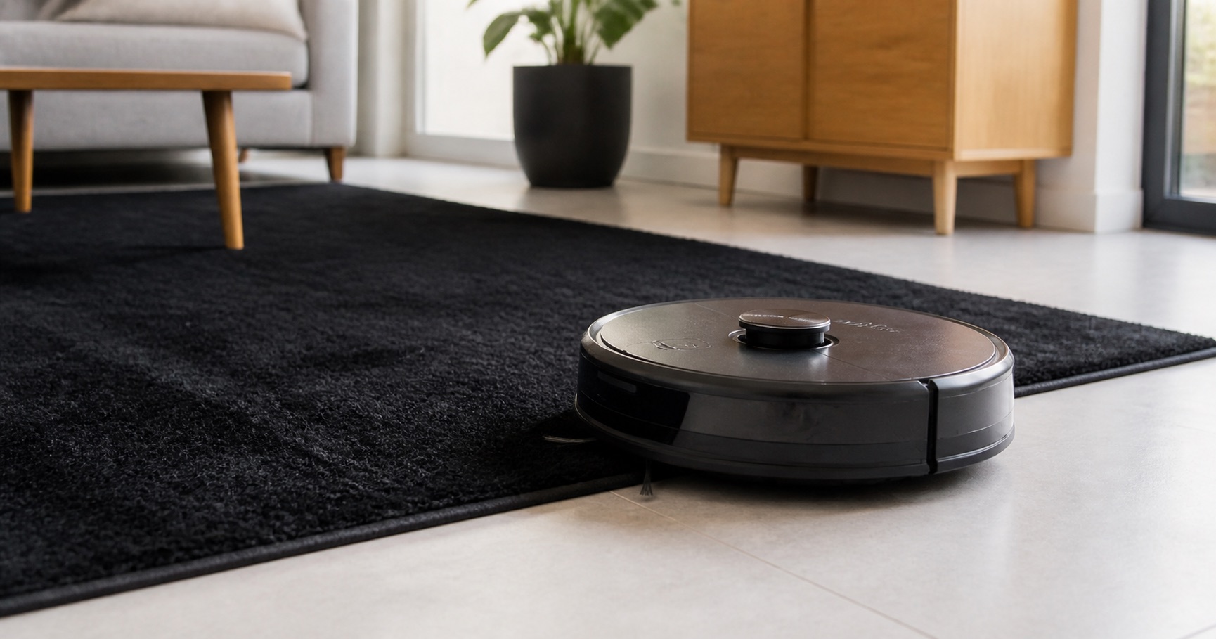 Illustration de la situation : Robot aspirateur et tapis noir : pourquoi il refuse d'avancer